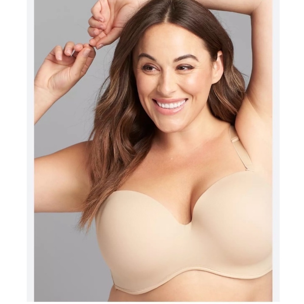 NWT Cacique Nude Multi-Way Boost Strapless Bra in Cafe 46DDD - Picture 4 of 14